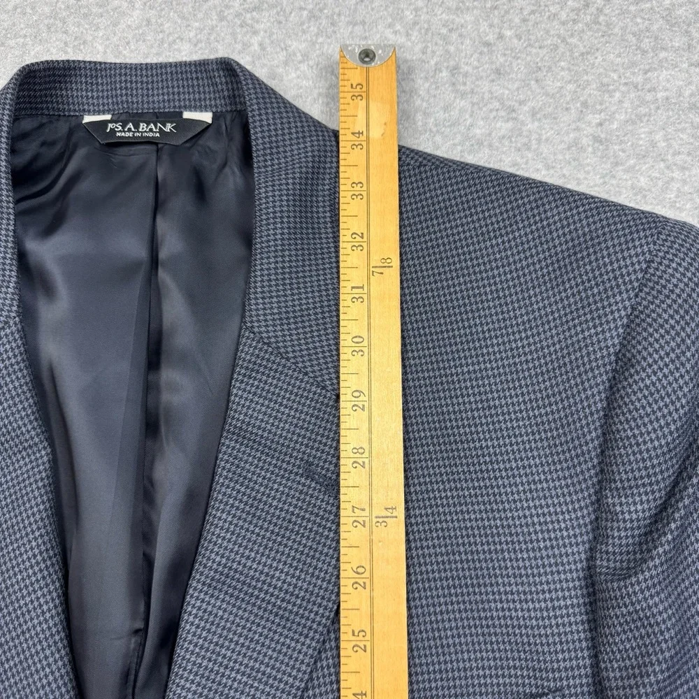 Jos. A. Bank Navy Houndstooth Blazer Jacket Sport Coat 10%‎ Wool Mens 44L